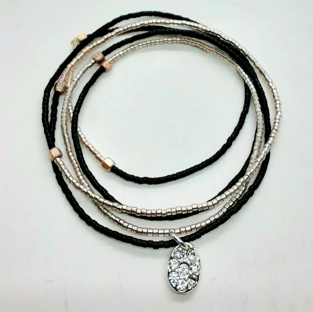 37 inch black and rose gold stretch wrap bracelet